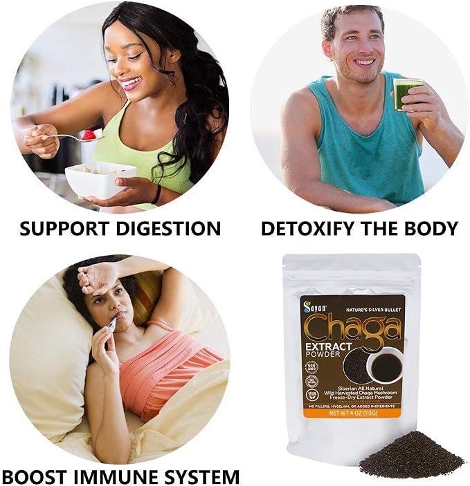 Chaga Extract Powder 4 Oz + 4 Oz Loose Tea