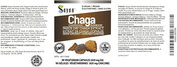 90 Chaga Capsules + 20 Tea Bag Box