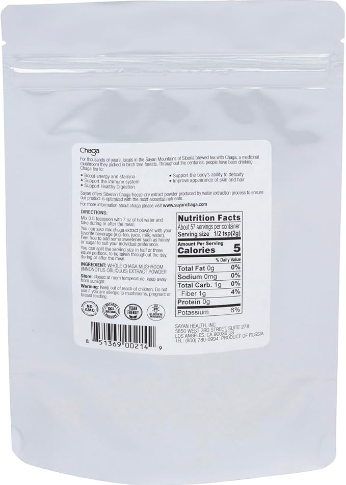 Chaga Extract Powder 4 Oz + 4 Oz Loose Tea