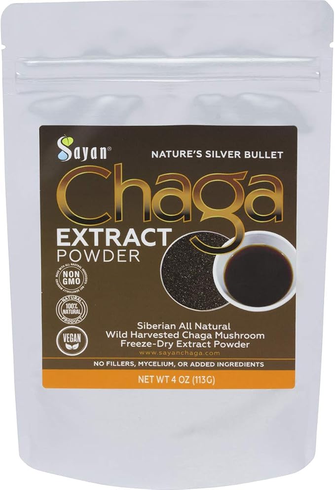 Chaga Extract Powder 4 Oz + 20 Tea Bag Box
