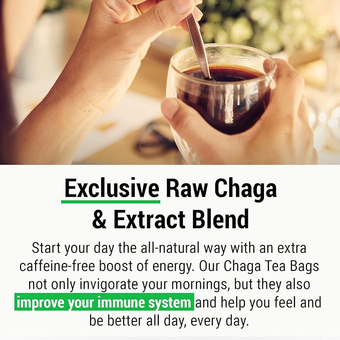 Chaga Extract Powder 4 Oz + 20 Tea Bag Box
